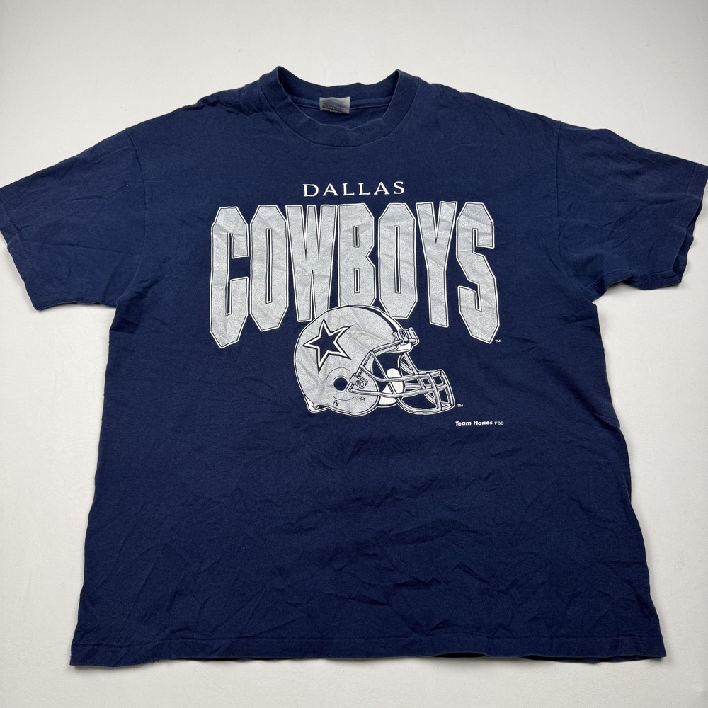 Vintage Dallas Cowboys Shirt Mens XL Blue NFL Football Hanes Graphic Tee 90s